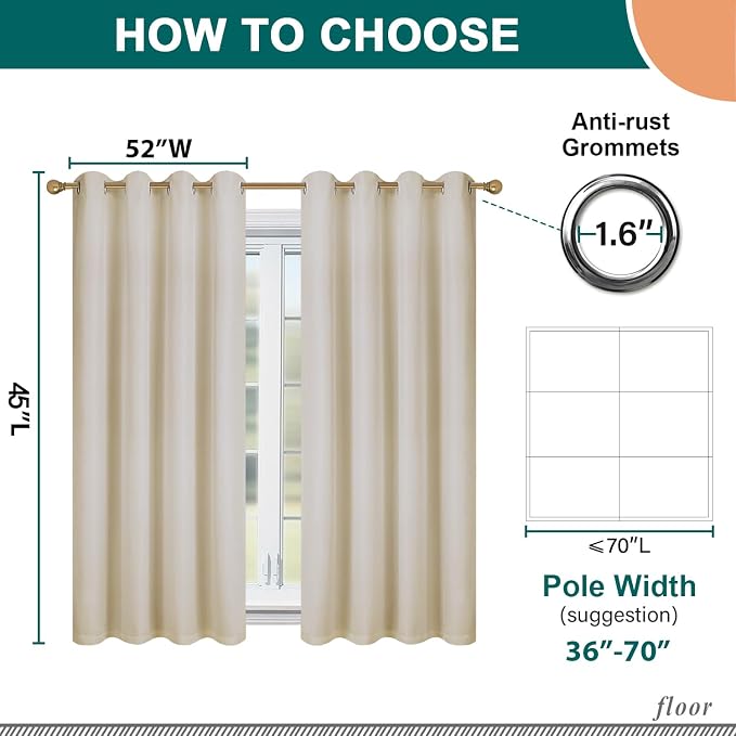 Diraysid 100% Blackout Curtains Light Beige Linen Curtains - Image 5