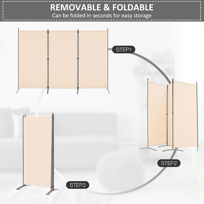 Spurgehom 3 Panel Room Divider Folding Partition Privacy Screens | Freestanding - Image 3