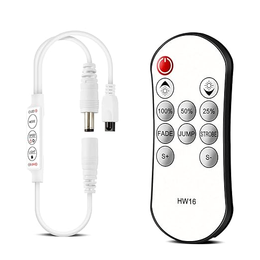 Mini IR Remote Controller for Single Color LED Strip Lights,11-Key Wireless Dimmer with Dynamic Effect Mode, Ideal for 3528/5050/ LED Tape,Dimming for Room, Home, Cabinet, DIY