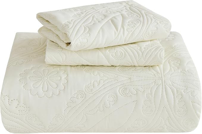 Kingnex Oversized King Bedspreads 128x120 Ultrasonic Quilted Cream | Extra Wide - Image 7