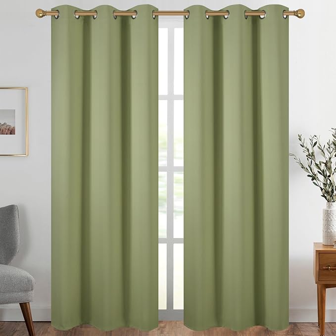 Diraysid Sage Green Grommet Blackout Curtains by Diraysid%2C+refresh+your+life