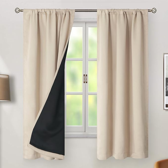 BGment Champagne Blackout Curtains 63 Inch Length - Image 2