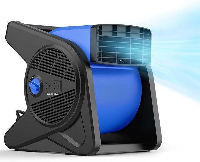 shinic 15" pivoting blower fan,portable pivoting blower fan with Reset Button for Floor & Carpet Drying,375 CFM, 3 Speeds Ideal for Office Garage Gym Home Use