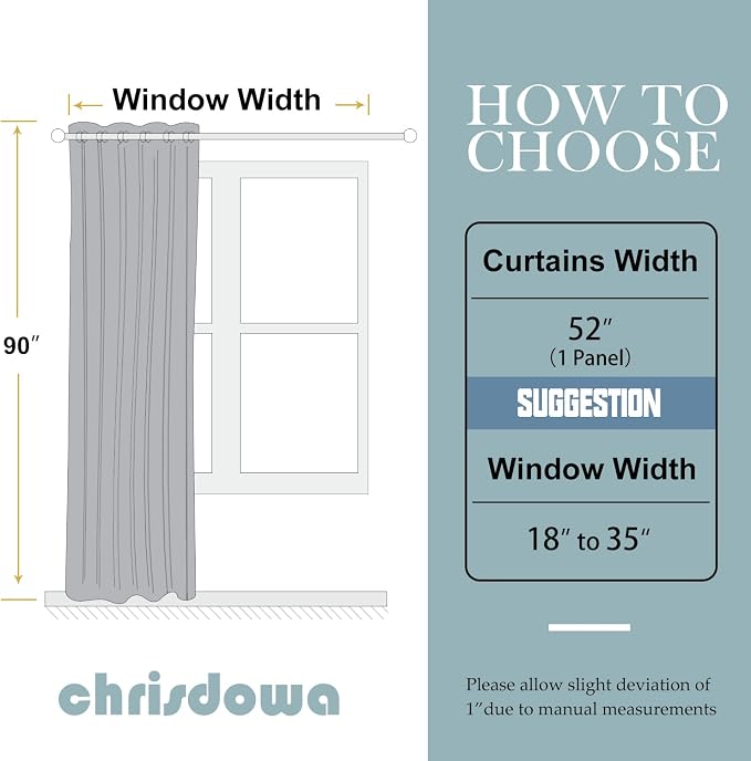 ChrisDowa Blackout Curtains for Bedroom 90 Inch Door Curtain, 1 Panel | 52W x - Image 5