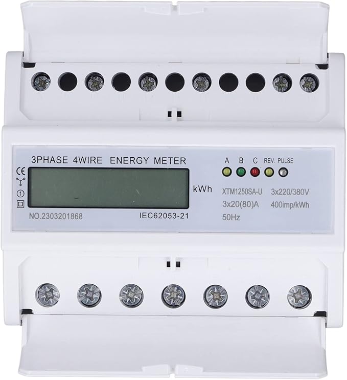 Tyenaza Electric Meter, 3 Phase 4 Wire 7P LCD Digital Display DIN Rail Mount Power Monitor