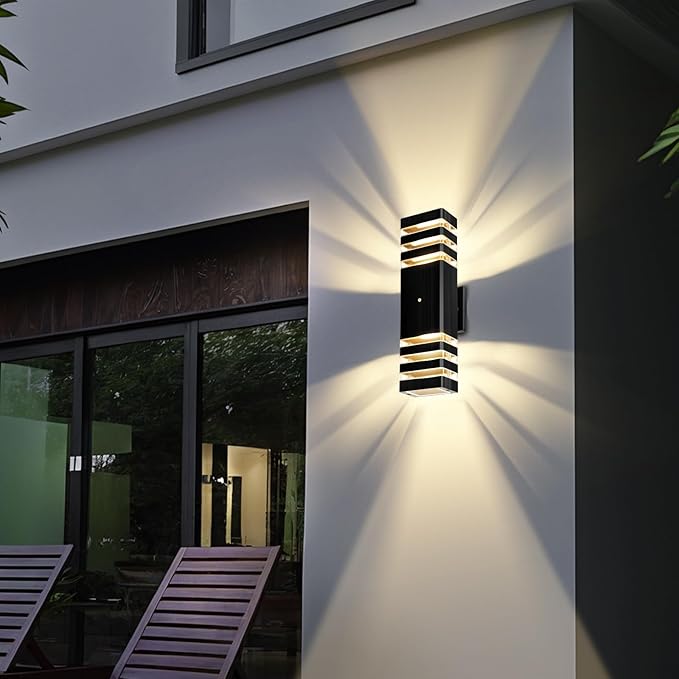 MZLITI LED Square Up & Down Wall Lights 2 Pack 15inch,Outdoor Wall Lights 3000K Aluminum Body Waterproof IP65 Exterior Light Fixtures Wall Mount, Up Down Porch Lights Outdoor for House Porch Garage