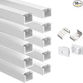 Besseto 10 Pack LED Aluminum Channel for Wood Slat Wall Panel,Wall Panel LED Strip Light Aluminum Channel Profile for Living Room Bedroom Bathroom Stairs (Silver-10Pack 6.6Ft)