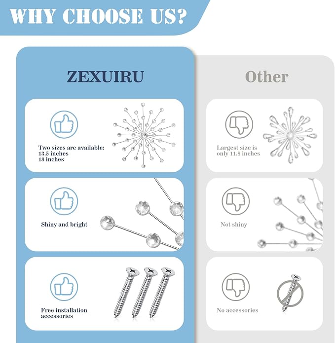 ZEXUIRU 3 Set Silver Starburst Wall Art - Image 5