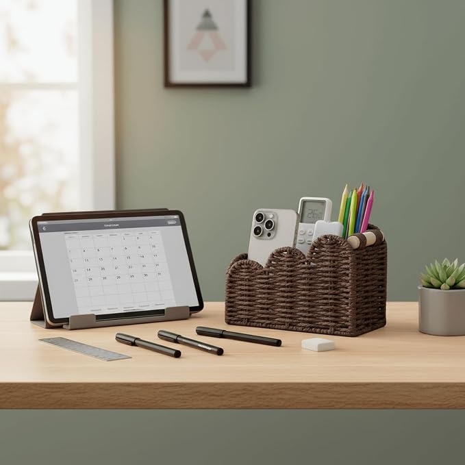 CubesLand Bedside Table Desk Organizer Caddy, Remote Pen&Pencil Holder Cup | - Image 7