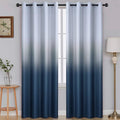 SimpleHome Ombre Gradient Navy Blue White to Gray Bedroom Curtains, 52Wx84L | by SimpleHome