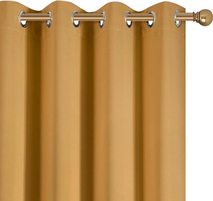 Diraysid Mustard Yellow Grommet Blackout Curtains - Image 7