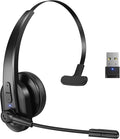 Sarevile Bluetooth Headset with USB Dongle for Computer, Single-Ear Wireless Headset with Noise Cancelling Microphone for Office & Truckers, Bluetooth V5.2 with Mute Button for Work