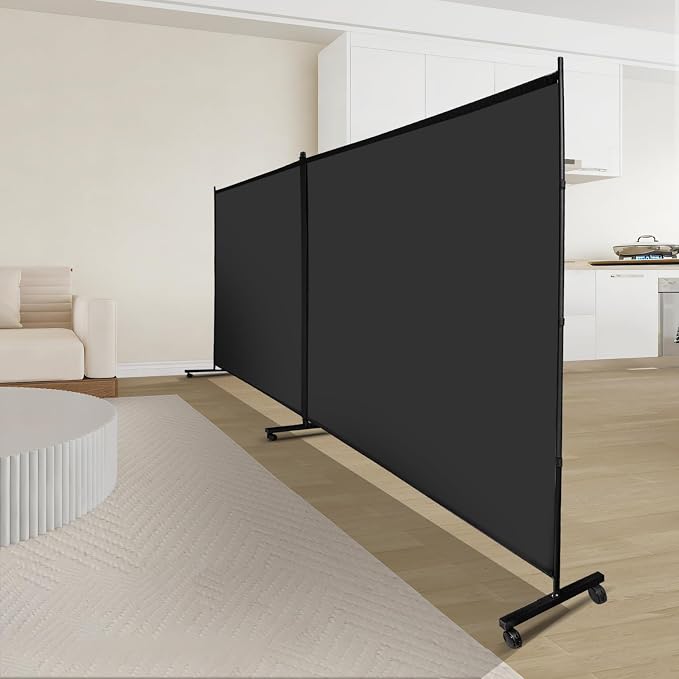 MAYOLIAH Indoor Room Divider 2 Large Panels on Wheels, Portable Wall Divider - Image 6