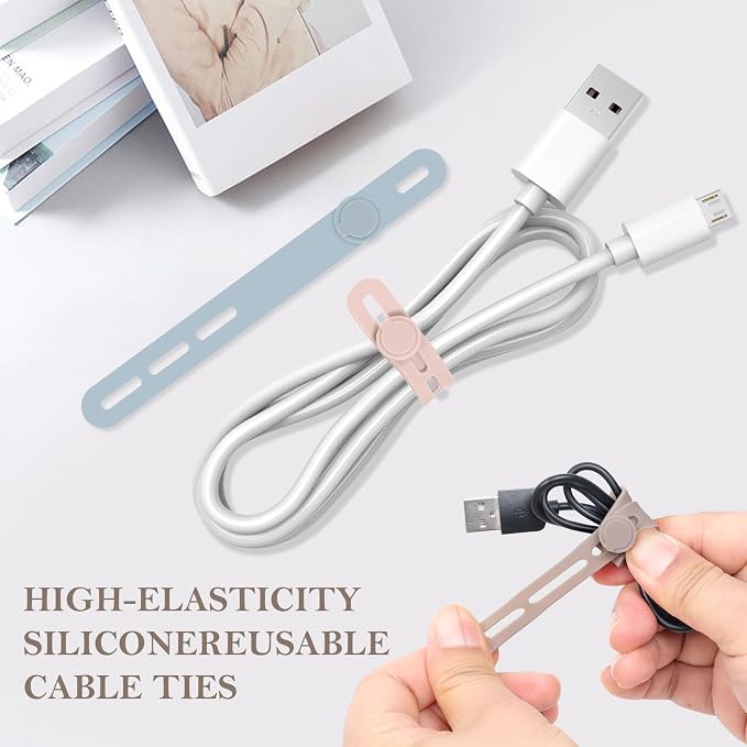 Donruby 30Pcs Silicone Cable Ties, Reusable Cord Organizer Straps, 6 Colors | - Image 3