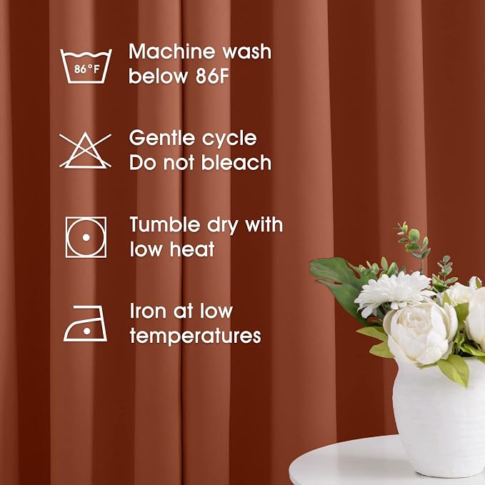 HOMEIDEAS Blackout Curtains for Bedroom 52 X 63 Inch Length 2 Panels Set Burnt - Image 5