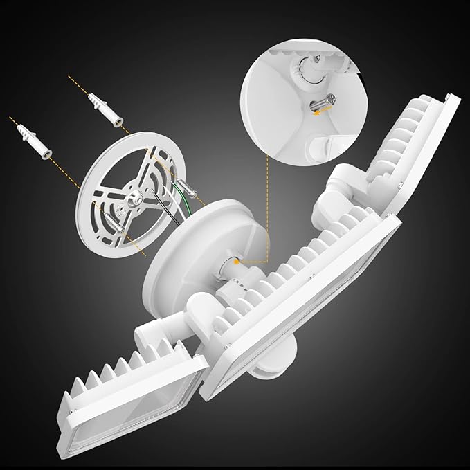 Onforu 100W LED Security Lights Motion Sensor Light Outdoor, 9000LM Ultra Bright, 6000K, IP65 Waterproof Flood Light Motion Detector with 3 Head, Exterior Floodlight Wall Light for Entryway, Garage