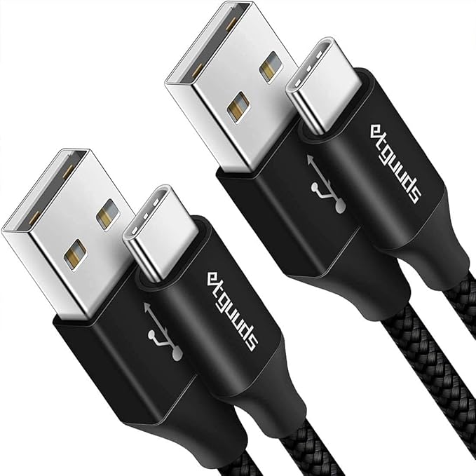 etguuds USB A to USB C Cable 4ft, 2-Pack, 3A Fast Charging Type C Charger Cord for iPhone 17 16 15 Pro Max 16e 17 Air, Samsung Galaxy S25 S24 S23 S22 S21 S20 A17 A16 A56 A55 Flip Fold, Black