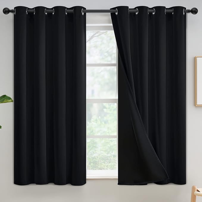 Yakamok Black Blackout Curtains 54 inches Long by Yakamok