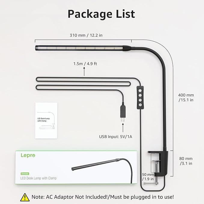 Lepro Clip on Desk Lamp, LED Reading Light - Image 6