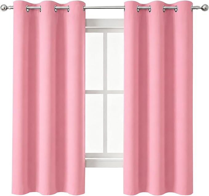 Pink Thermal Blackout Curtains/38 x 63 Inch/Set of 2 Panels Room Darkening - Image 2