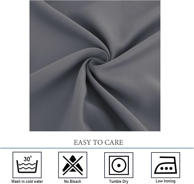 Diraysid Dark Grey Grommet Blackout Curtains - Image 4