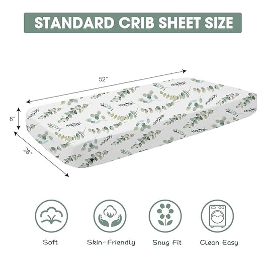 Bimocosy Crib Sheets 4 Pack, Baby Crib Sheets Fitted for Boys and Girls Breathable & Snug Fit, Soft Toddler Bed Sheets for Standard Crib Mattress Nursery Daycare Essentials, Bear Cub