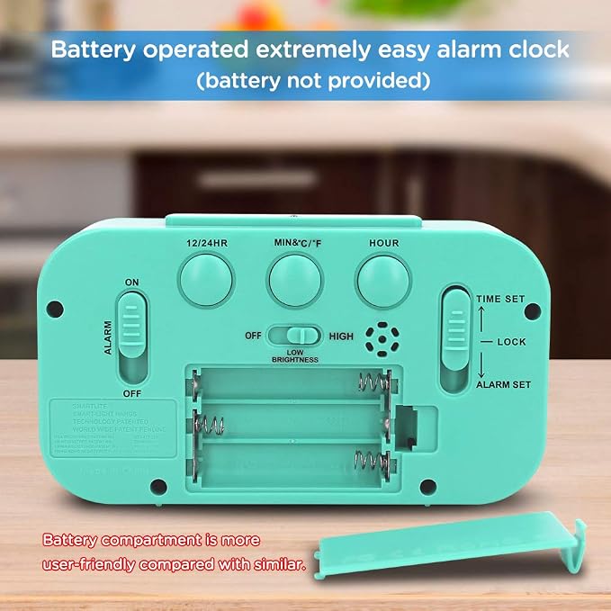 Peakeep Night Light Digital Alarm Clock Battery Operated Indoor Temperature | - Image 7