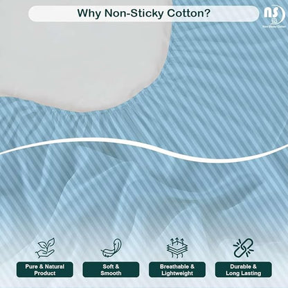 NON Sticky cotton Queen Size Sleeper Sofa Sheets, 4 Piece Egyptian Cotton Bed Sheet Set for Sofa Bed, 10" Deep Pocket for Pull Out Couch Mattress, 60" x 75", Light Blue Stripe, Soft & Breathable