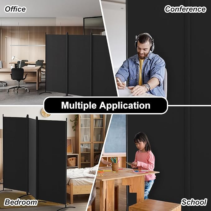 Kokorona 3 Panel Room Divider, 6FT Tall Folding Privacy Screen Wall Dividers - Image 6