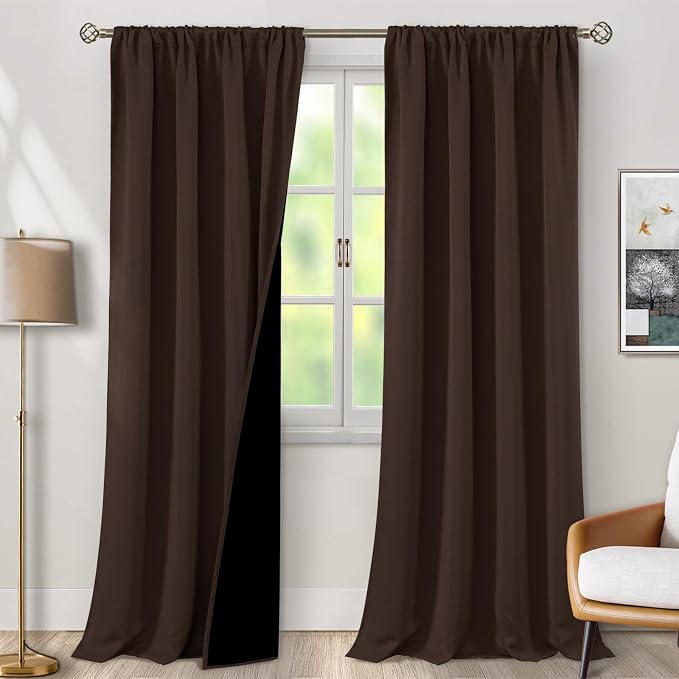 BGment Brown Blackout Curtains for Living Room 108 Inch Length 2 Panels | by BGment