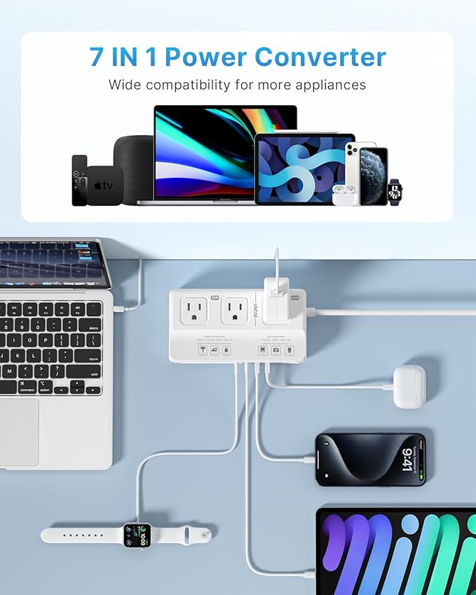 220V to 110V Voltage Converter, VINTAR 2000W Universal Travel Adapter Voltage Converter US to Europe, International Step Down Transformer Power Converters Adapter Combo for EU UK JP AU in SA