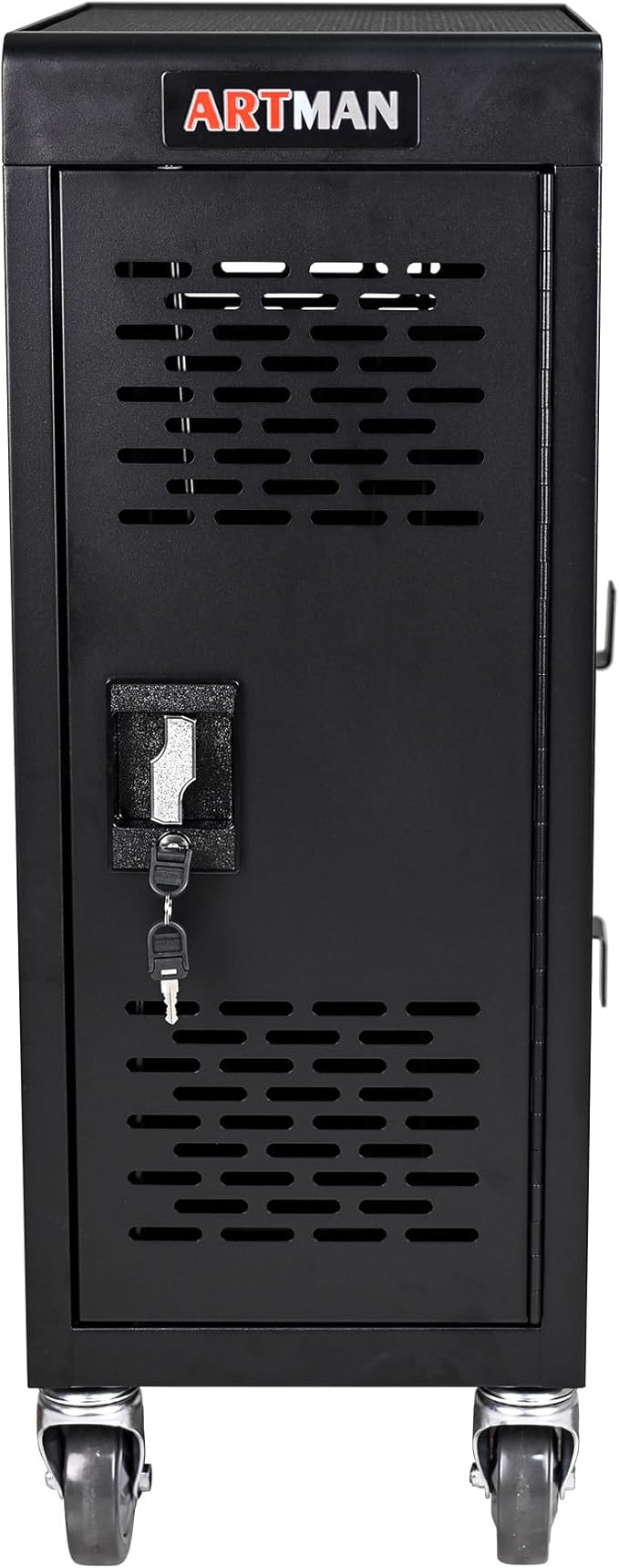 TIOPLY Laptop Charging Cart, 16 Device Tablet Storage Carts for iPad Up to 16.3" Screen Size, Mobile Charging Station for Classroom, with Cord Organizer, Front and Back Access Locking Cabinet Black