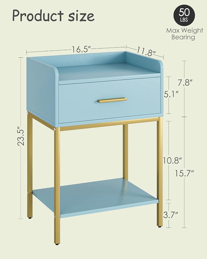Nightstand, Modern Bedside Table Night Stand - Image 2