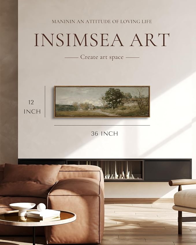 InSimSea Extra Large Framed Vintage Wall Art, Rustic Landscape, 36x12in | - Image 2