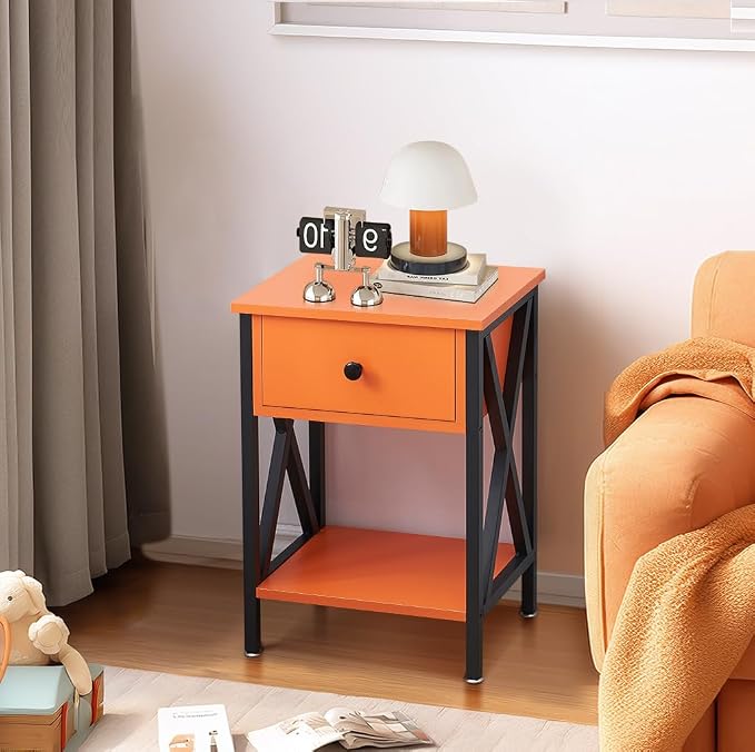 VECELO Nightstand, Modern Bedside End Table, Night Stand - Image 5