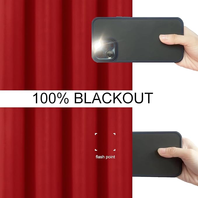 100% Blackout Curtains 84 Inch Long Red Curtains 2 Panels - Image 9