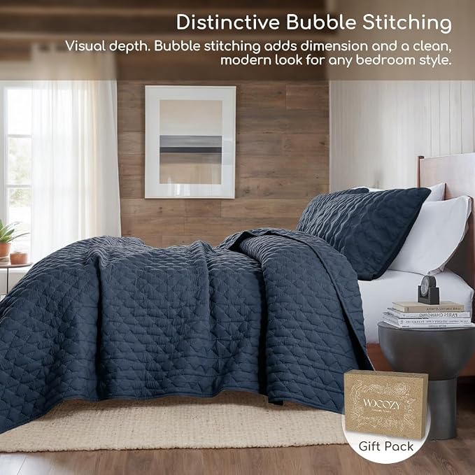 WDCOZY Navy Blue Quilt King Size Bedding Sets - Image 4