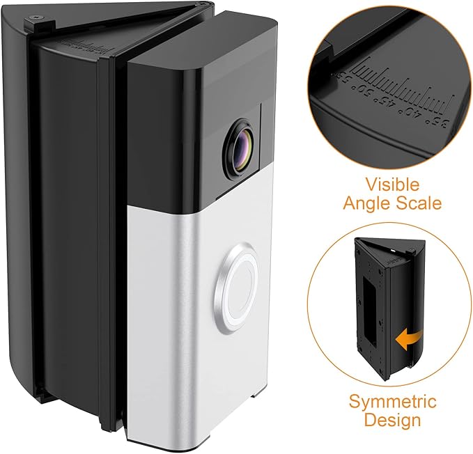 NANW Adjustable 30 to 55 Degree Doorbell Angle Mount Compatible with Video Doorbell 1/2/3/4/Wired/Pro/(2020 Release)/Battery Doorbell Plus, Camera Mount Holder Bracket Wedge for Apartment