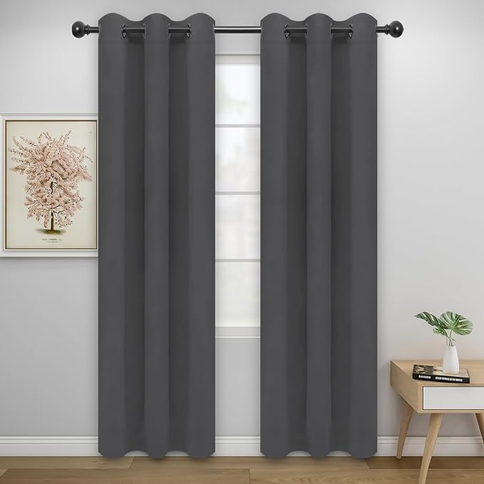 Easy-Going Thermal Grommet Blackout Curtains, 2 Panels 34x84 in, Noise Reduction by Easy-Going
