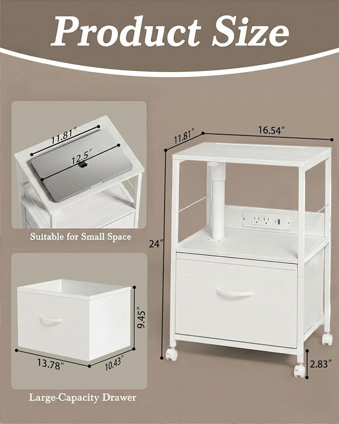 Faesun Swivel Lift Top Nightstand - Image 2