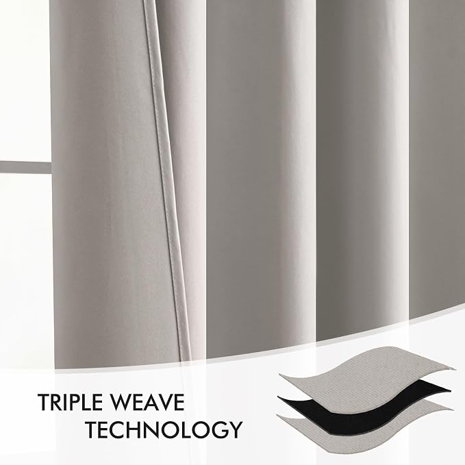 MIULEE Cobblestone Back Tab Blackout Curtains 52x72 Inches Long 2 Panel Set | - Image 6