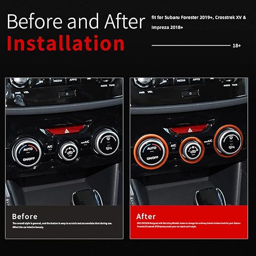 Auovo AC Climate Control Knob Outer Ring Covers for Subaru Crosstrek Accessories 2018-2023 / Impreza 2017-2023/ Forester 2019-2024 Interior for Car Air Condition Switch Control Trim (Sun Orange)