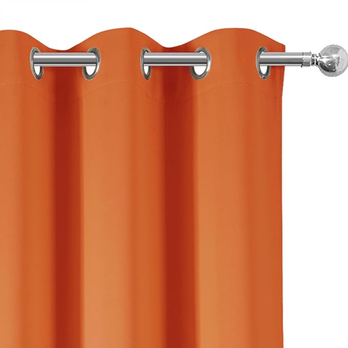 Blackout Curtains 66 x 72 Inch Long Orange Curtains Set of 2 Panels Room - Image 6