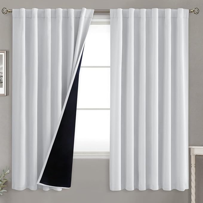 BGment Greyish White 100% Blackout Curtains 63 Inches Long by BGment