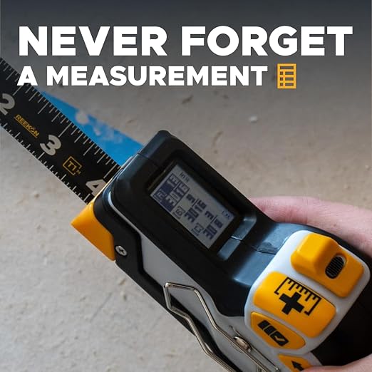 REEKON T1M Utility Digital Tape Measure 16ft (English) – Bluetooth Smart Measuring Tool, 1/32” Accuracy, Saves 1000+ Measurements, LCD Display, 150 Hour+ Battery Life & Rechargeable