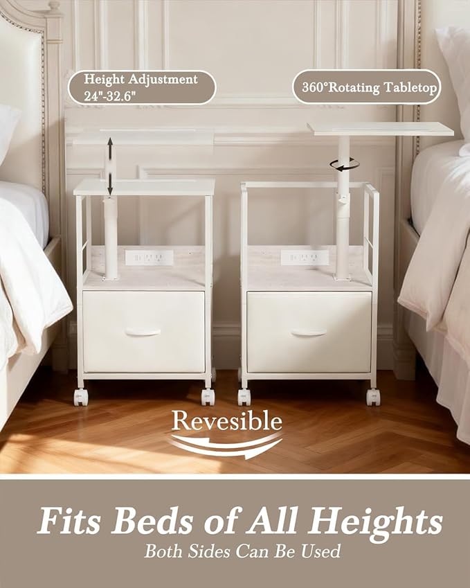 Faesun Swivel Lift Top Nightstand - Image 3