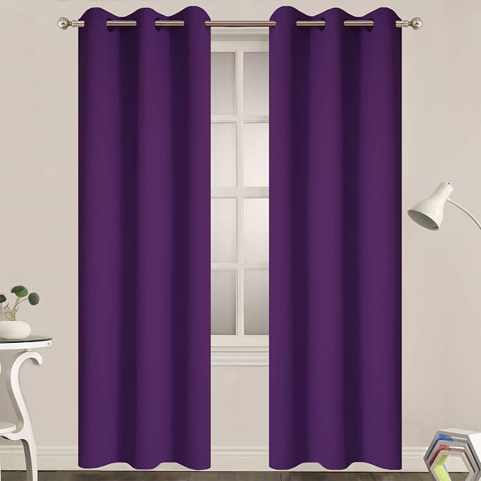 Yakamok Blackout Curtains 38x84 inch Purple Thermal Drapes-Bedroom | 2 panels by Yakamok