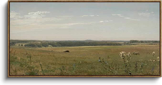 InSimSea Extra Large Framed Vintage Wall Art, Pastoral Field, 20x40inch | by InSimSeaArt