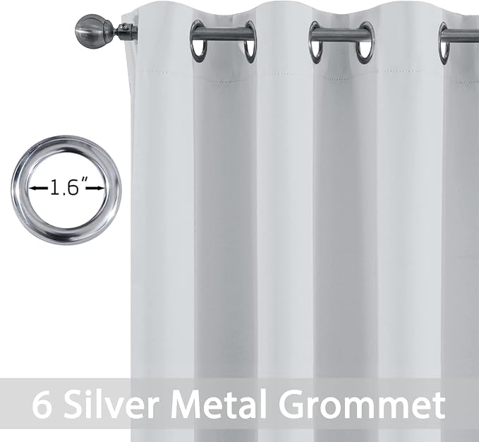Yakamok Blackout Curtains 38x36 inch Greyish White Thermal Drapes-Kitchen | 2 - Image 2