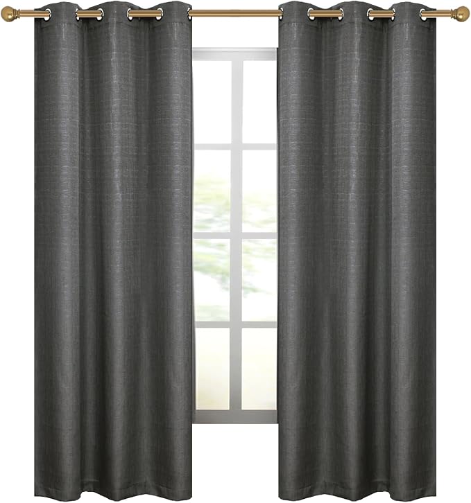 Diraysid 100% Blackout Curtains Dark Grey Linen Curtains - Image 7
